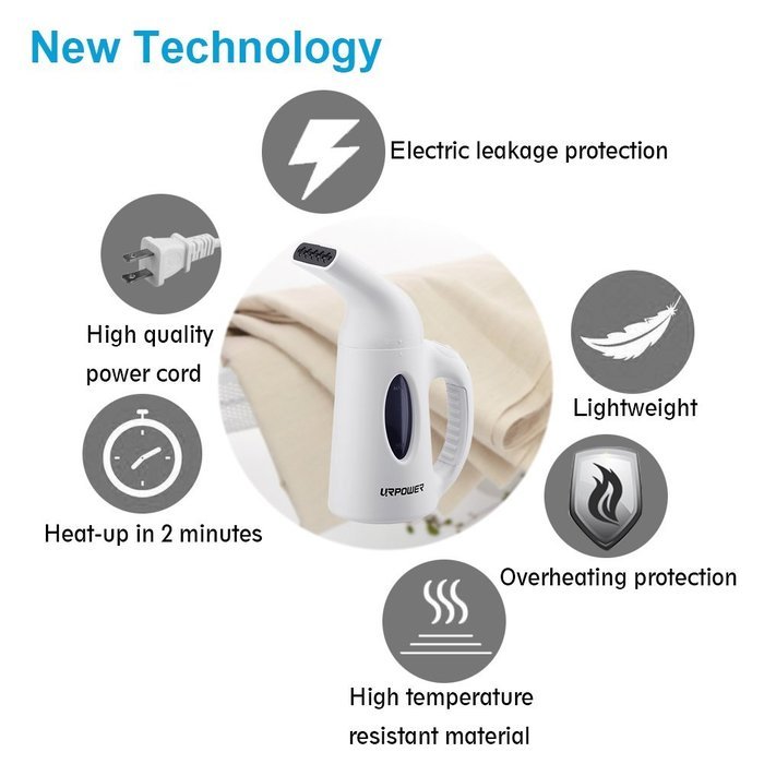 URPOWER Garment Steamer 130ml Portable Handheld Fabric Steamer Fast Heat-up Powerful Travel Garment Clothes Steamer... N7