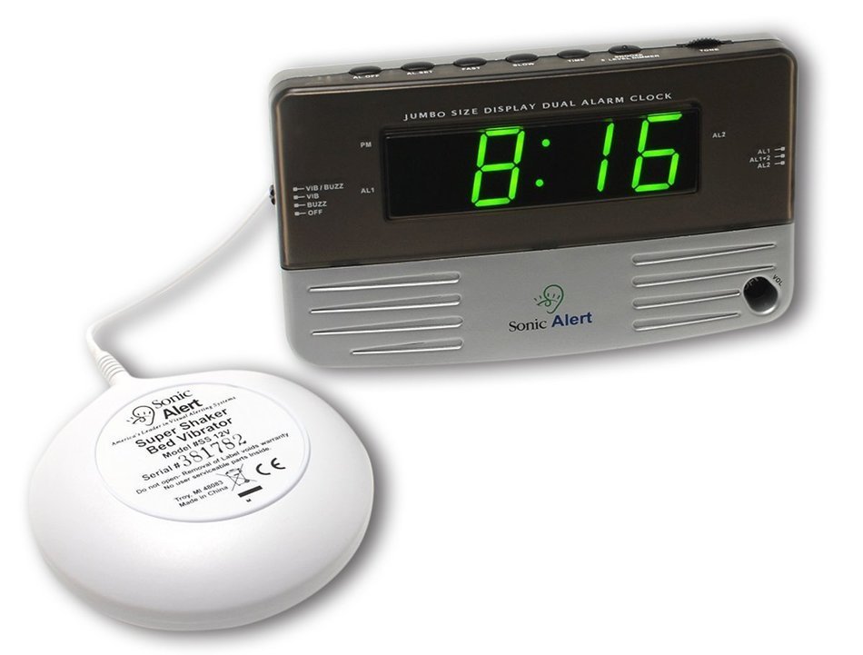 Sonic Alert Loud Dual Alarm Clock SB200ss with Vibrating Shaker N4