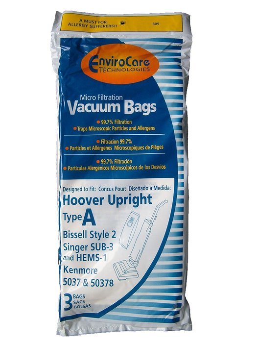 Hoover Type A Vacuum Bags, 3 Pack, Also fits Bissell Style 2 and Singer SUB-3 N2