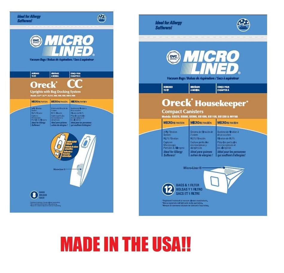 8 ORECK UPRIGHT & 12 CANISTER MICROFILTRATION VACUUM SWEEPER BAG COMBO