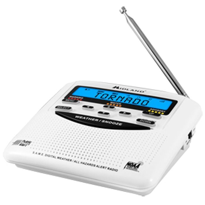 Midland WR-120C NOAA Public Alert-Certified Weather Radio with SAME, Trilingual Display, and Alarm Clock N2