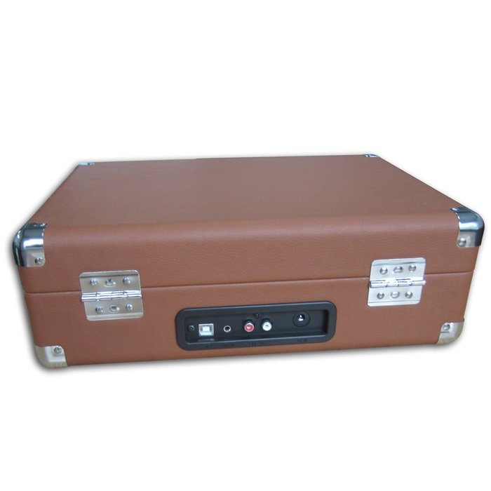 Timestorm XR-636BP Belt-Drive 3-Speed Portable Stereo Bluetooth Turntable (Brown) N4