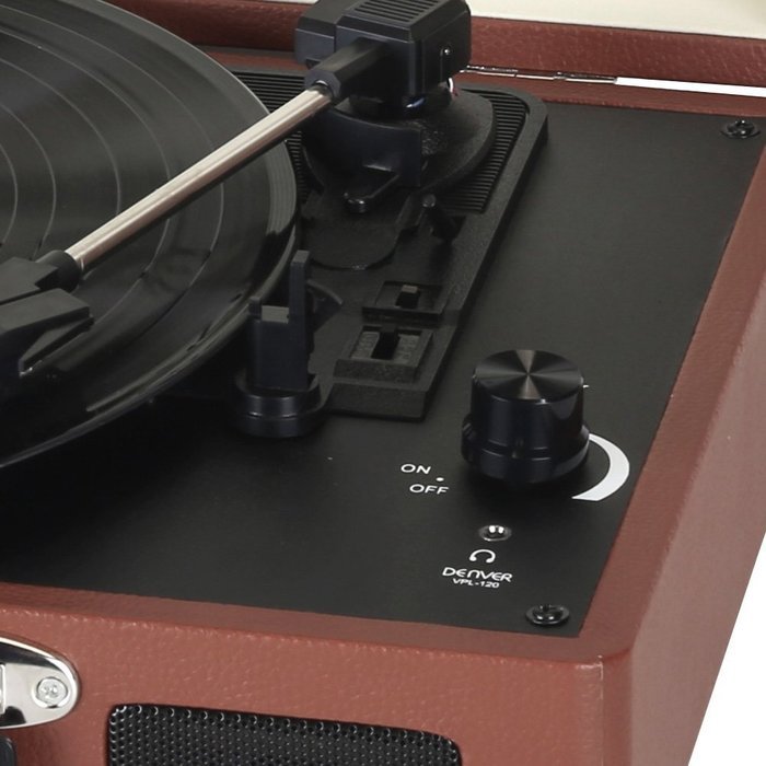 Timestorm XR-636BP Belt-Drive 3-Speed Portable Stereo Bluetooth Turntable (Brown) N5