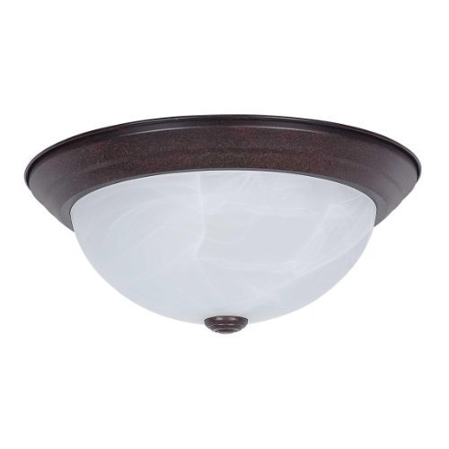 Sunset Lighting F7632-62 Flush Mount with Faux Alabaster Glass, Rubbed Bronze Finish by Sunset Lighting
