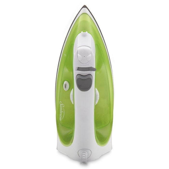 Sunbeam Simple Press 1100 Watt Compact Anti-Drip Non-Stick Soleplate Iron with Timed Auto-Off System, White/Green... N3