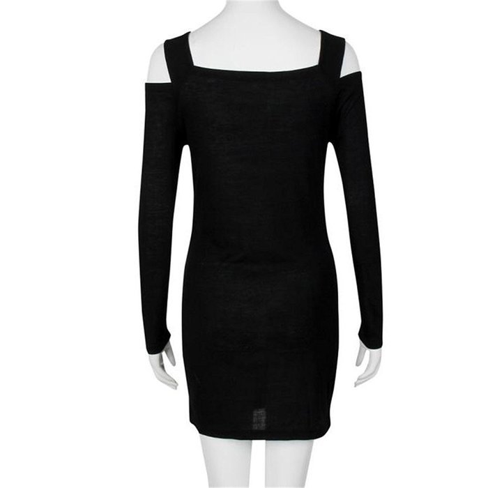 Women Dress,Haoricu Fall Women Crew Neck Long Sleeve Off Shoulder Knit Knitwear Short Mini Dress N7