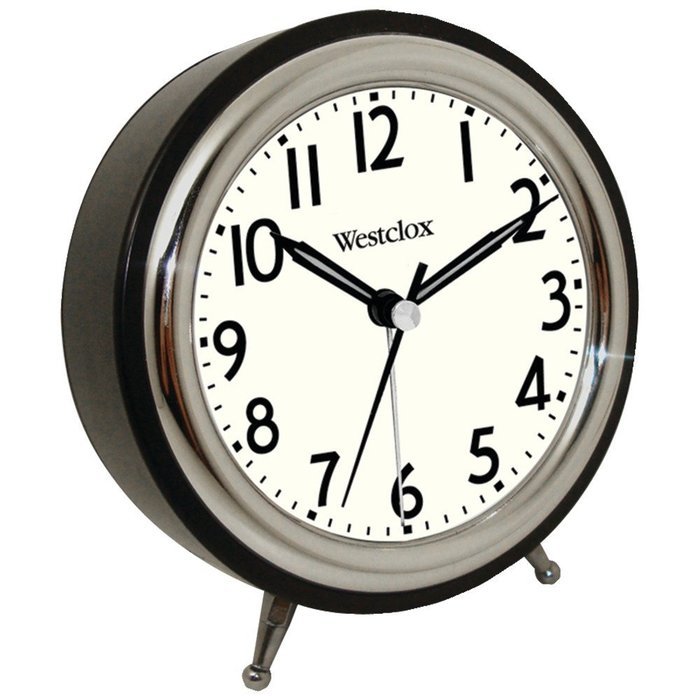 WESTCLOX 75032 Classic Retro Alarm Clock with Chrome Bezel N2