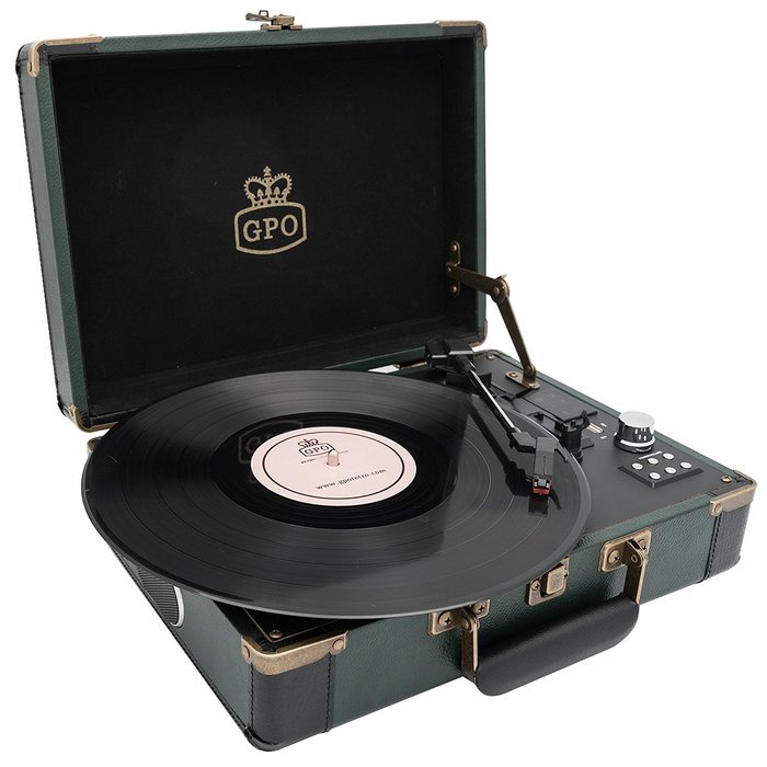 GPO Ambassador Bluetooth Turntable with Rechargeable Battery, 3-Speed, Built-In Stereo Speakers and USB Stick... N12