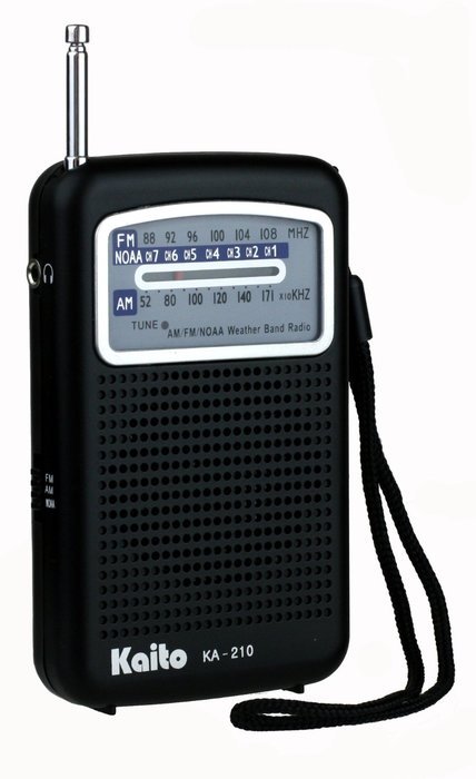 Kaito KA210 Pocket AM/FM NOAA Weather Radio, Black N3
