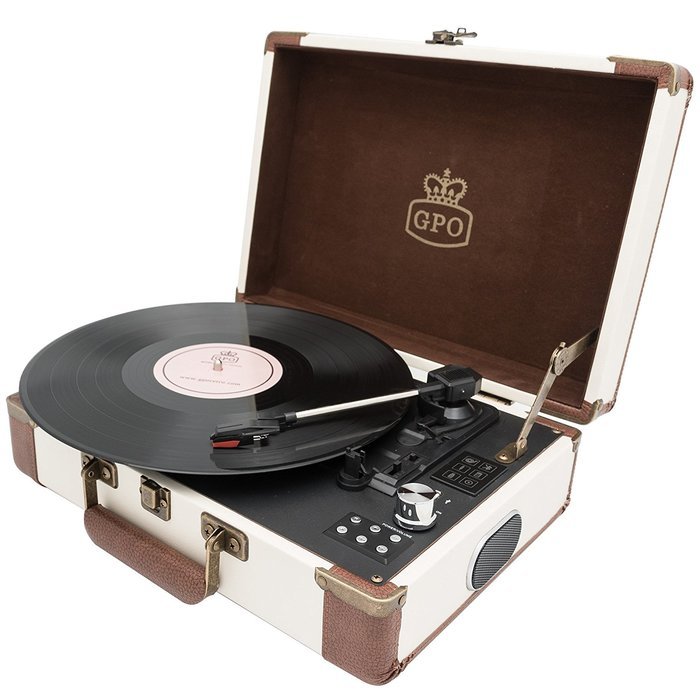 GPO Ambassador Bluetooth Turntable with Rechargeable Battery, 3-Speed, Built-In Stereo Speakers and USB Stick... N14