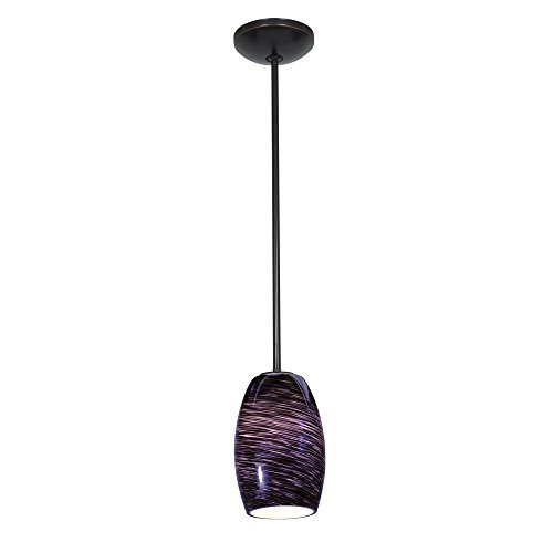 Access Lighting 28078-1R-ORB/PLS Chianti Glass Pendant One Light Pendant with Rods, Oil Rubbed Bronze Finish with...