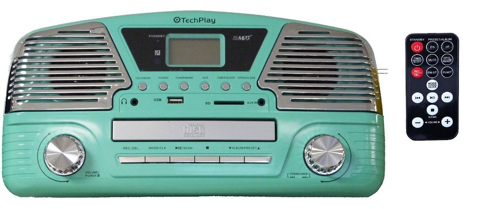 TechPlay ODC35 TR, 3 Spead turntable, programmable MP3 CD player, USB/SD, radio & remote control N6