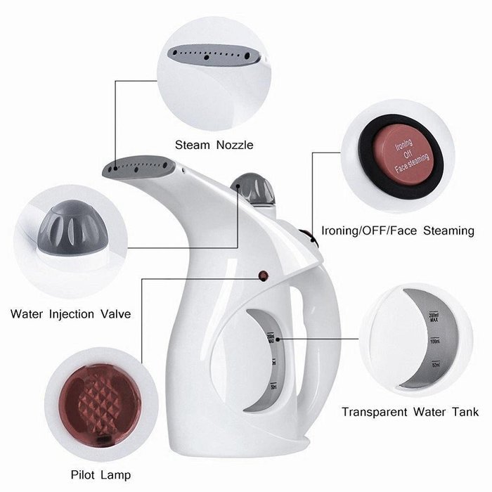niceEshop(TM) Garment Steamer Facial Steamer Mini Portable Clothes Ironing Steamer Handheld Fabric Steamer Household... N4