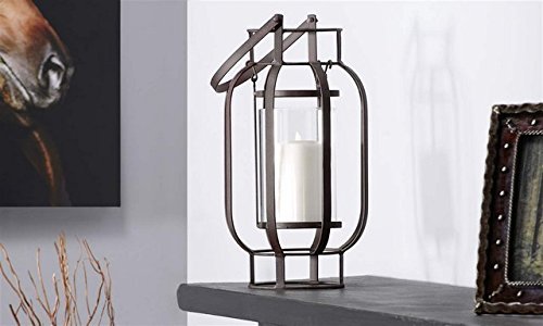 Giftcraft 85318 7.3 x 7.3 x 18.5 in. Iron & Glass Pillar Candle Holder44; Black