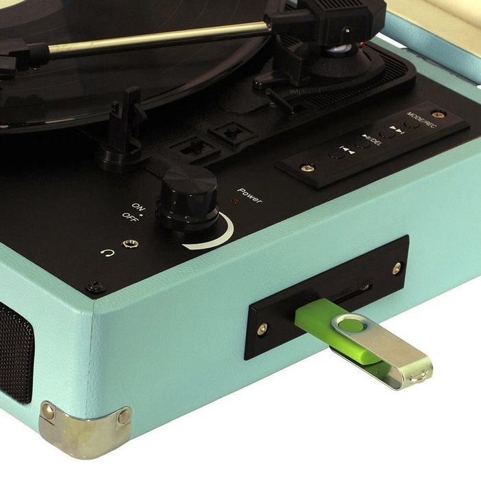 Timestorm XR-636BP Belt-Drive 3-Speed Portable Stereo Bluetooth Turntable(Tupquoise) N6