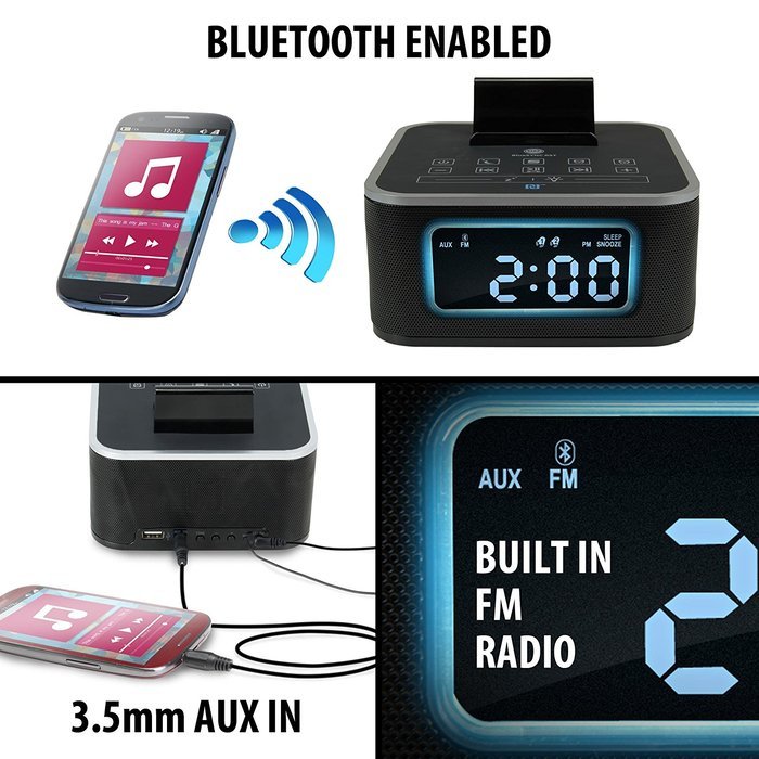 GOgroove Universal Bluetooth Clock Radio with NFC , Charging Stand , FM Radio and Dual Alarm - Works With Microsoft... N8