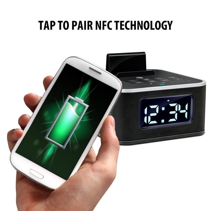 GOgroove Universal Bluetooth Clock Radio with NFC , Charging Stand , FM Radio and Dual Alarm - Works With Microsoft... N9