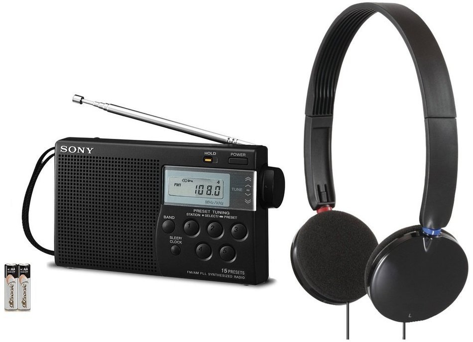 Sony Portable AM/FM Transistor Radio with Built-in Speaker, Headphone Jack, LED Tuning Indicator & Carry Strap... N9