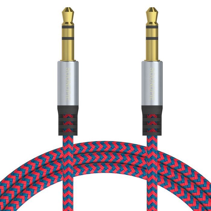 SoundPie 3.5mm Nylon Braid Contrast Color ShoeLace Auxiliary Audio Cable (5ft / 1.5m) AUX Cable for Headphones... N17