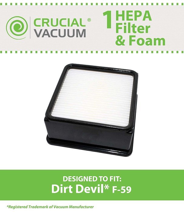 1 Dirt Devil F59 HEPA Filter Cartridge + Foam Designed To Fit Dirt Devil Total Vision Bagless Upright Vacuum Model...