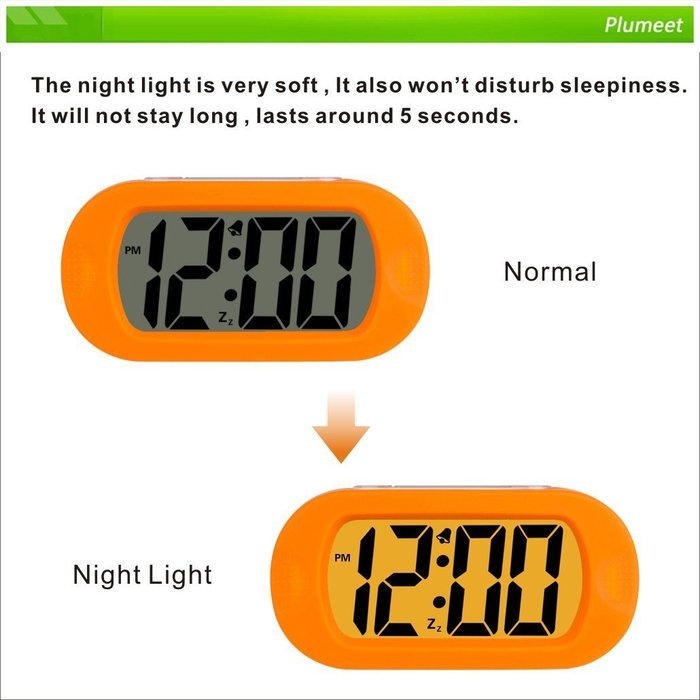 Plumeet Digital Large LCD Easy Setting Travel Alarm Clock with Snooze Good Backlight of 3 AAA Batteries Powered... N10