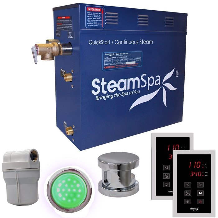 Steam Spa RYT1200CH Royal 12 KW Quick Start Acu-Steam Bath Generator Package, Chrome N3