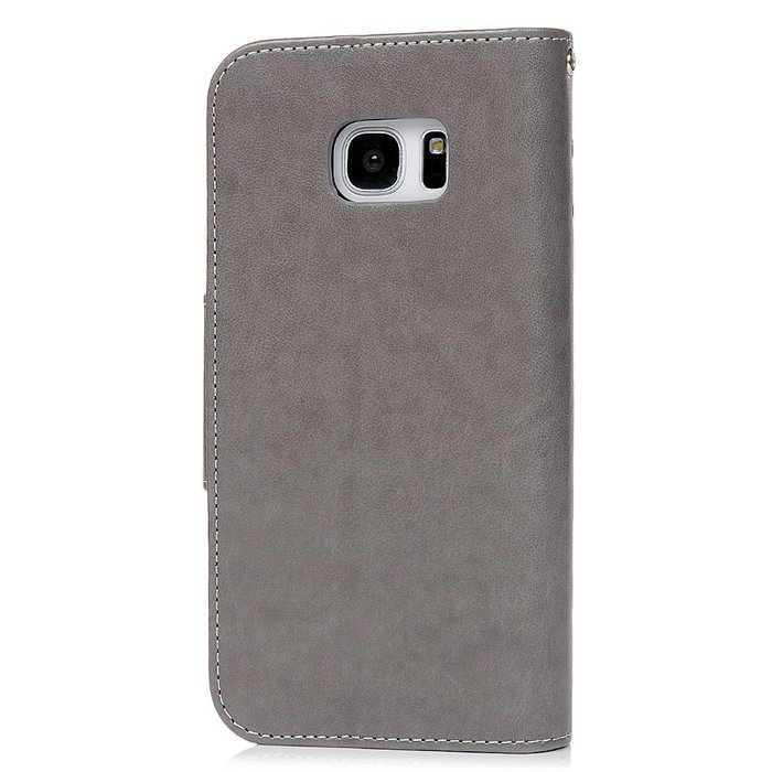 Badalink Galaxy S7 Edge Wallet Case 9 Card Slots Plastic Mirror Hand Strap Stand Feature Embossed PU Leather Flip... N34