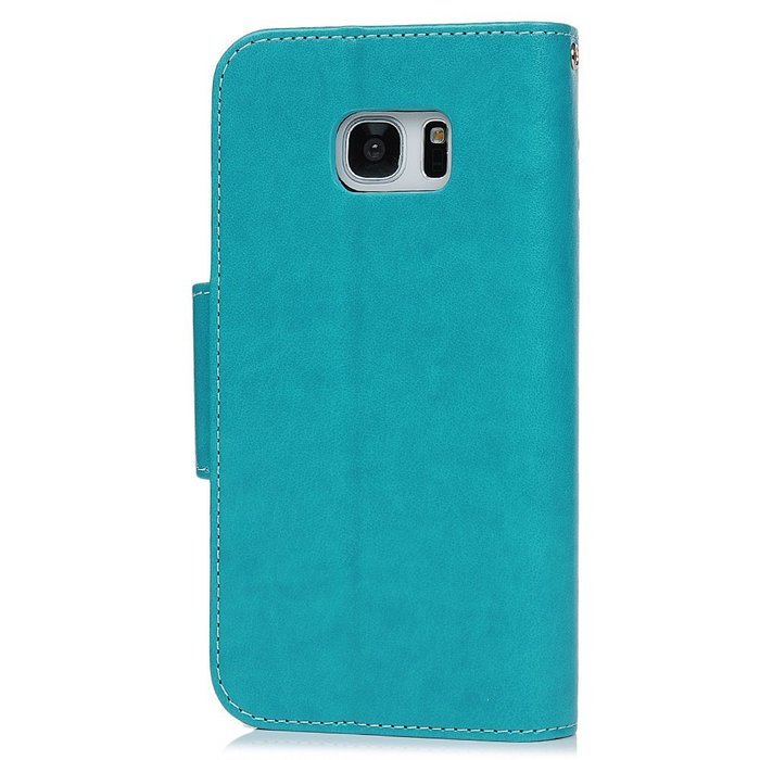 Badalink Galaxy S7 Edge Wallet Case 9 Card Slots Plastic Mirror Hand Strap Stand Feature Embossed PU Leather Flip... N35