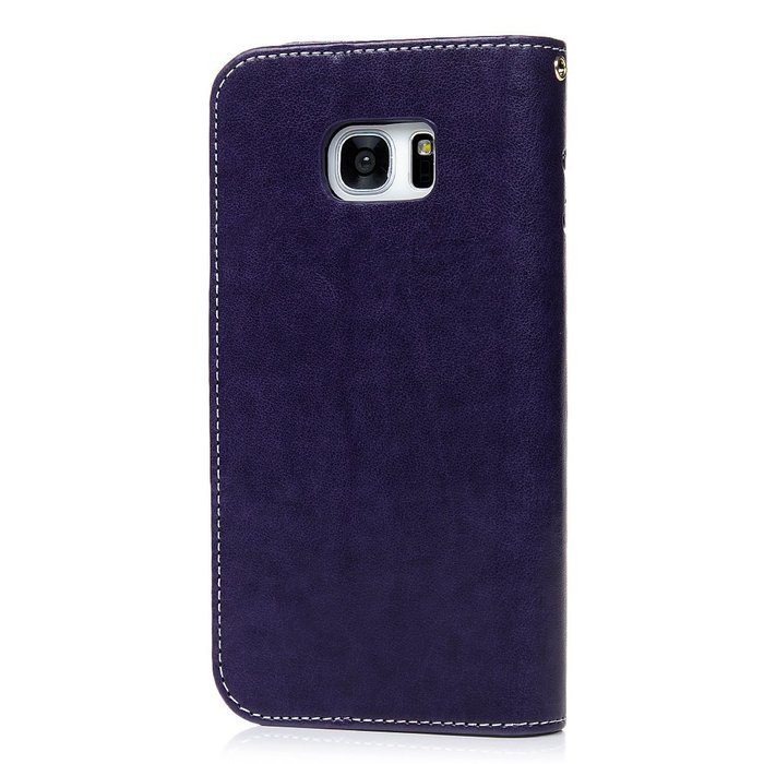 Badalink Galaxy S7 Edge Wallet Case 9 Card Slots Plastic Mirror Hand Strap Stand Feature Embossed PU Leather Flip... N37