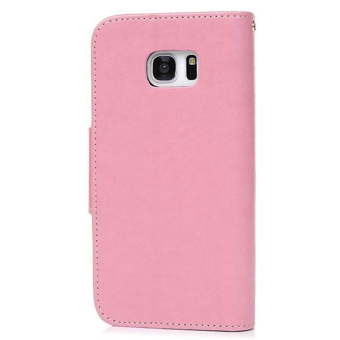 Badalink Galaxy S7 Edge Wallet Case 9 Card Slots Plastic Mirror Hand Strap Stand Feature Embossed PU Leather Flip... N40