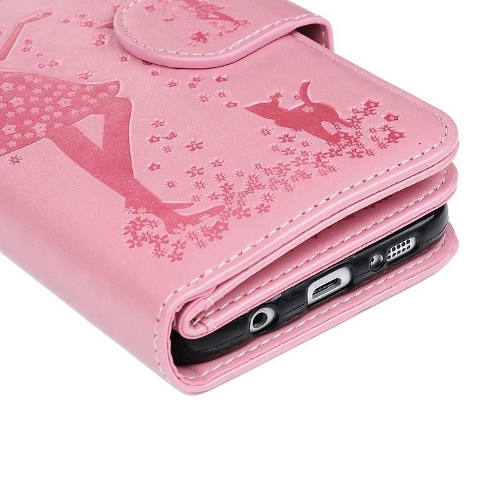 Badalink Galaxy S7 Edge Wallet Case 9 Card Slots Plastic Mirror Hand Strap Stand Feature Embossed PU Leather Flip... N41