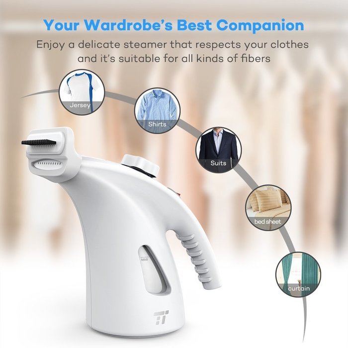 TaoTronics Garment Steamer, 2 Set of Upgraded 200ml Large Capacity Handheld Fabric Steamer for Clothes with Protective... N2