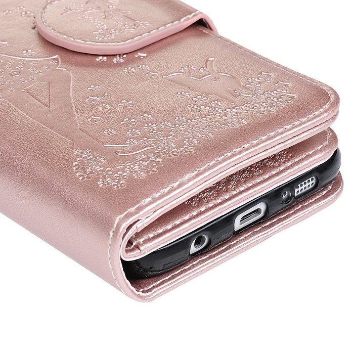 Badalink Galaxy S7 Edge Wallet Case 9 Card Slots Plastic Mirror Hand Strap Stand Feature Embossed PU Leather Flip... N44