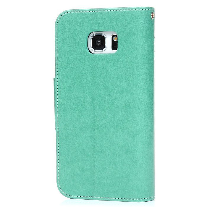 Badalink Galaxy S7 Edge Wallet Case 9 Card Slots Plastic Mirror Hand Strap Stand Feature Embossed PU Leather Flip... N47