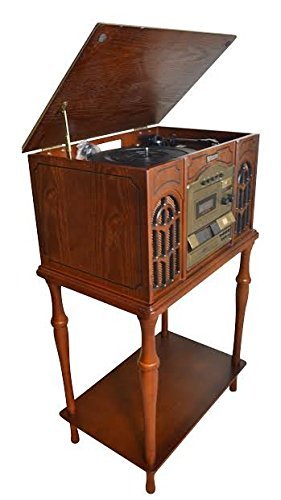 Encore Technology 5-in-1 Nostalgic Stereo System with Stand in Rich Cherry N2