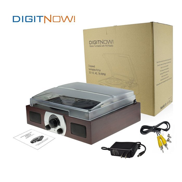 Digitnow!3-Speed Stereo Turntable with AM/FM Stereo Radio - AUX IN & OUT N4