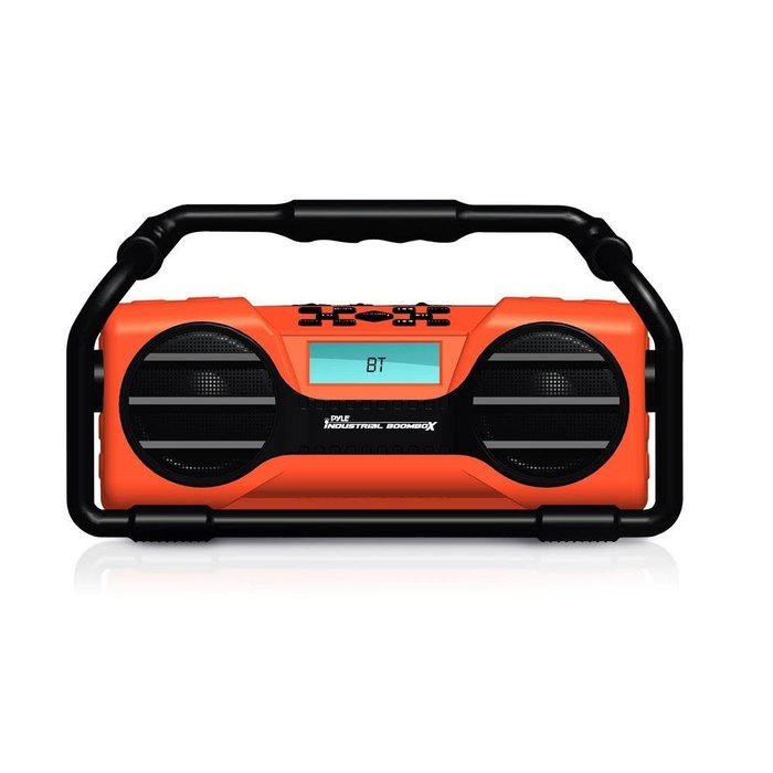 Pyle Industrial BoomBoX Bluetooth Stereo Speaker, Rugged Water-Resistant Radio Boom Box, Rechargeable Battery,... N7
