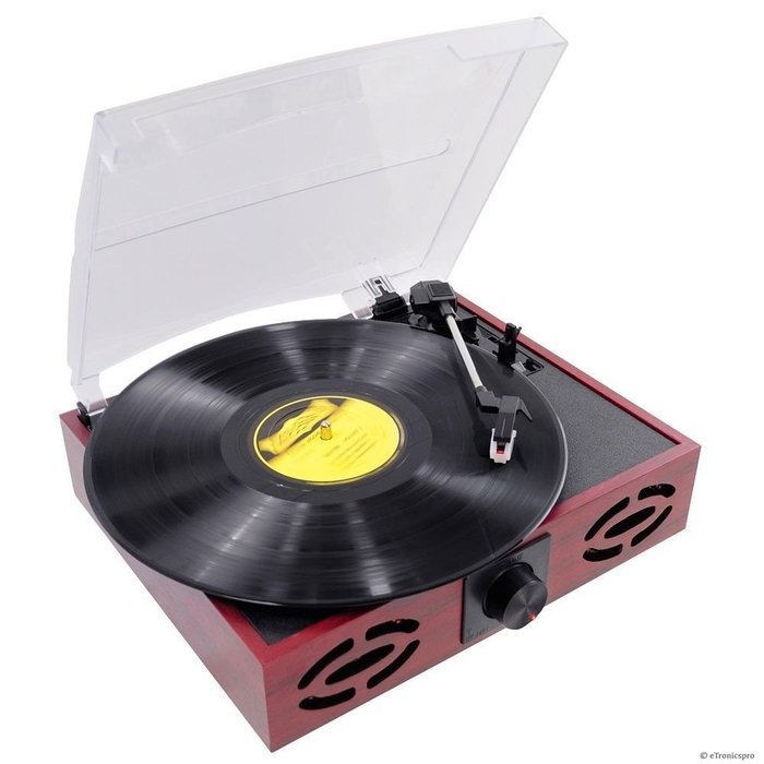 3-SPEED 33/45/78 WOODEN CASE TURNTABLE RECORD PLAYER w/ USB-to-PC / VINYL-to-MP3 N2