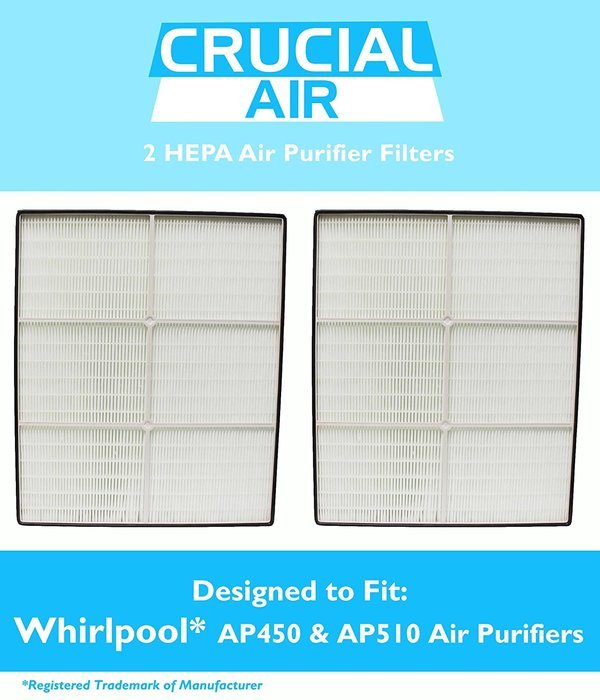 2 Whirlpool 1183054K (1183054) HEPA Filters Designed To Fit Whispure Air Purifier Models AP450 and AP510 AP45030HO...