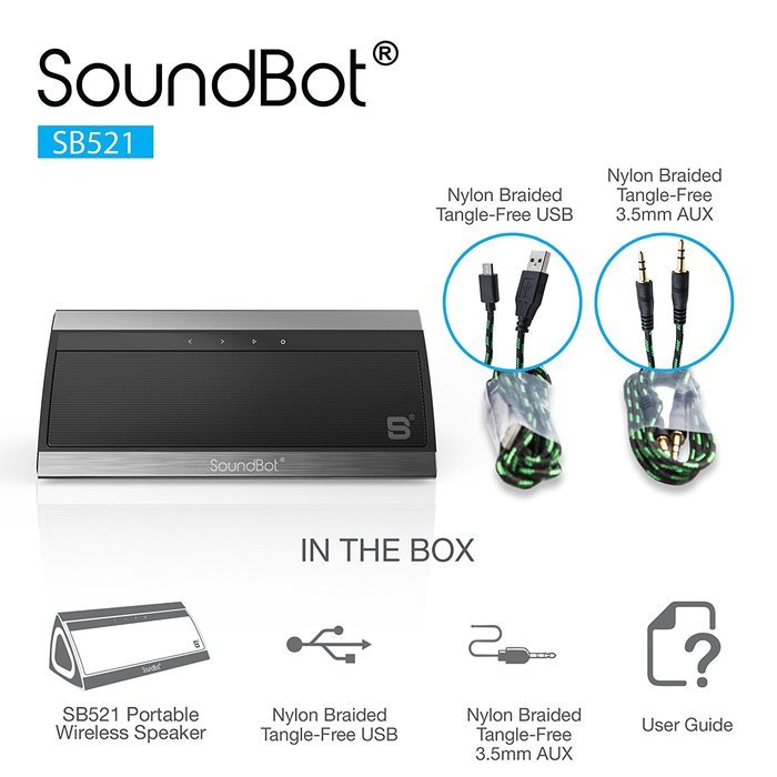 Bluetooth Speaker, SoundBot SB521 HD 3D Bluetooth 3.0 Wireless Speaker for 15Hrs Music Streaming & Hands-Free... N7