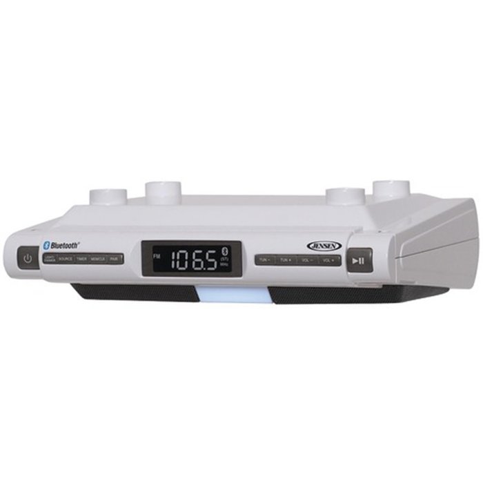 Jensen Bluetooth Wireless Under the Cabinet Kitchen Clock Radio Music System