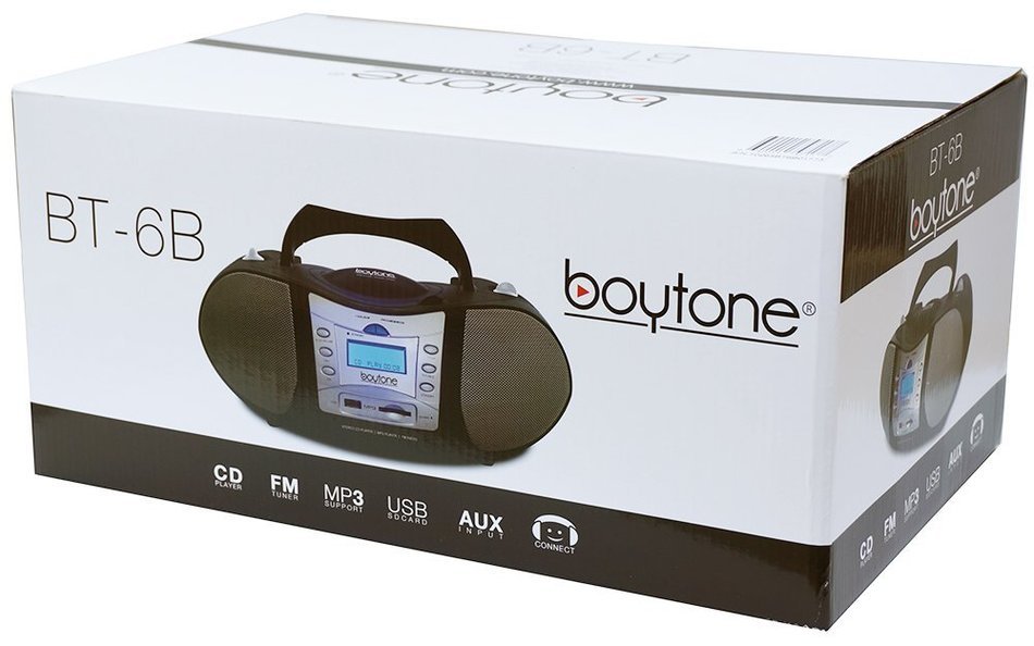 Boytone BT-6B CD Boombox Black Edition Portable Music System with CD Player & USB/SD/MMC Slot, Digital FM Radio... N7