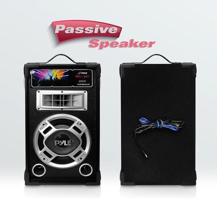Pyle Disco Jam Dual 6.5&rdquo; Karaoke Bookshelf Stereo Speaker System, 2 Mic Inputs and Built in LED Party Lights N9