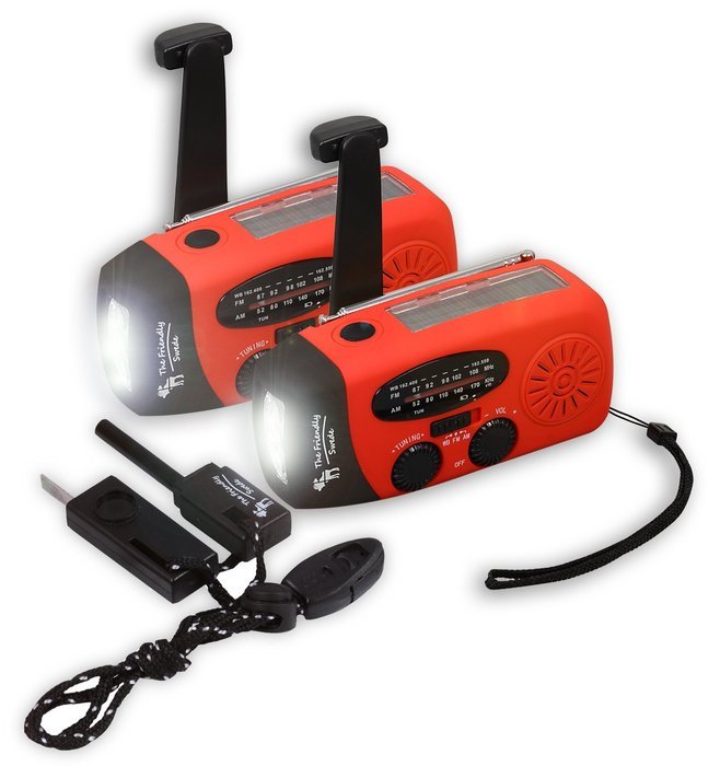 The Friendly Swede Emergency Solar Dynamo Hand Crank Radio, Smart Phone Charger and Flashlight with AM/FM/NOAA... N9