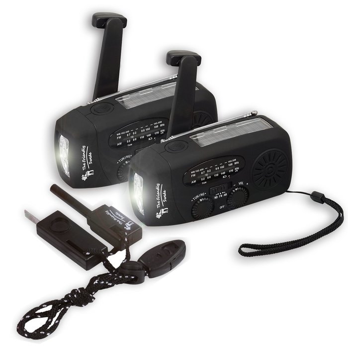 The Friendly Swede Emergency Solar Dynamo Hand Crank Radio, Smart Phone Charger and Flashlight with AM/FM/NOAA... N10
