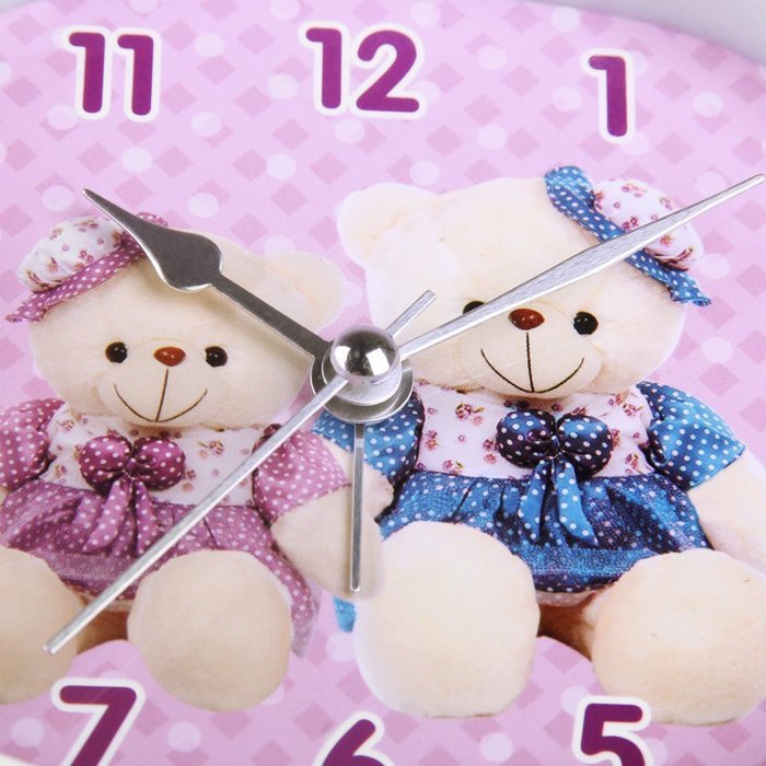 Hense Mute Quartz Movement lovely Teedy bear Design Twin Bell Alarm Clock With Nightlight Ha03 ( White frame ) N3