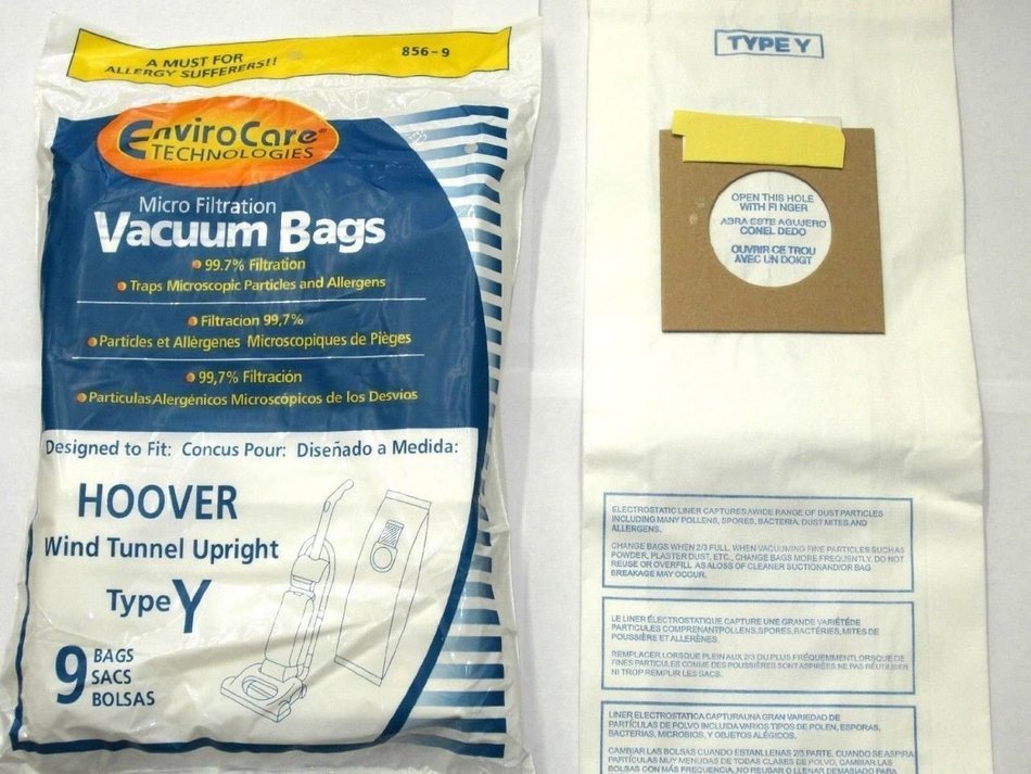 Hoover WindTunnel Upright Type Y Vacuum Bags Microfiltration with Closure - 9 Pack, Compare With Hoover Part #... N3