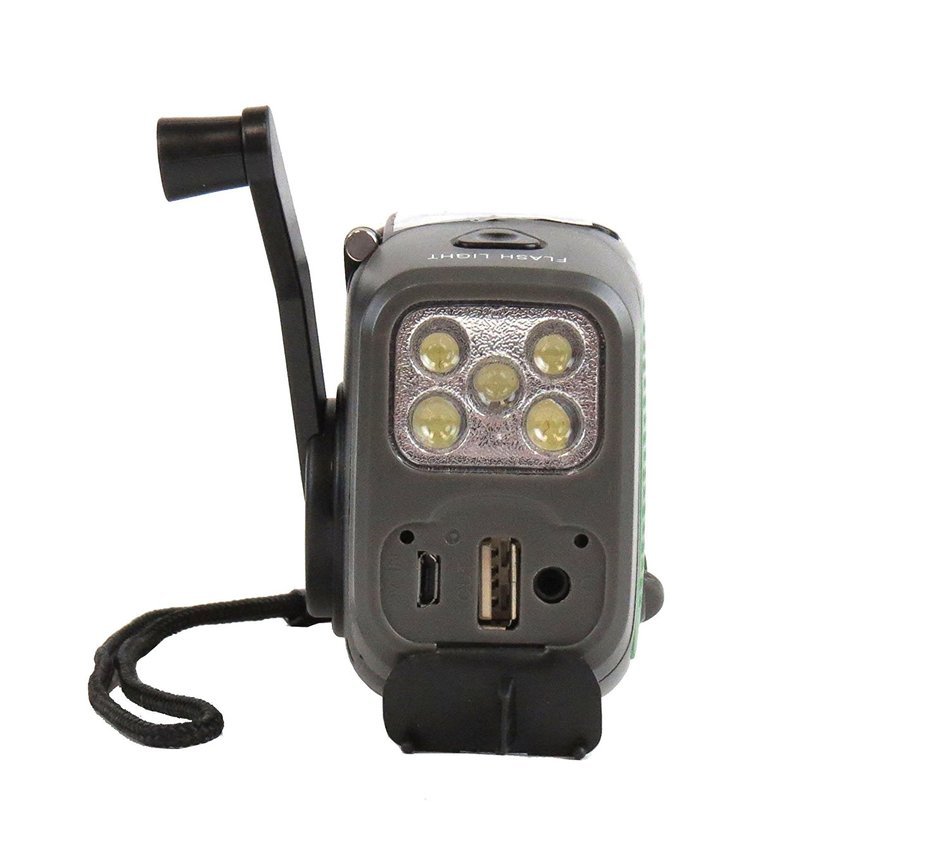 Kaito KA350GN Voyager Trek Solar/Crank AM/FM/SW NOAA Weather Radio with 5-LED Flashlight, Green N12