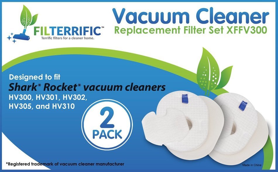 2-Pack of Filterrific XFFV300 Filter Kits for Shark Rocket models HV300-310 w/ Installation Illustration N3