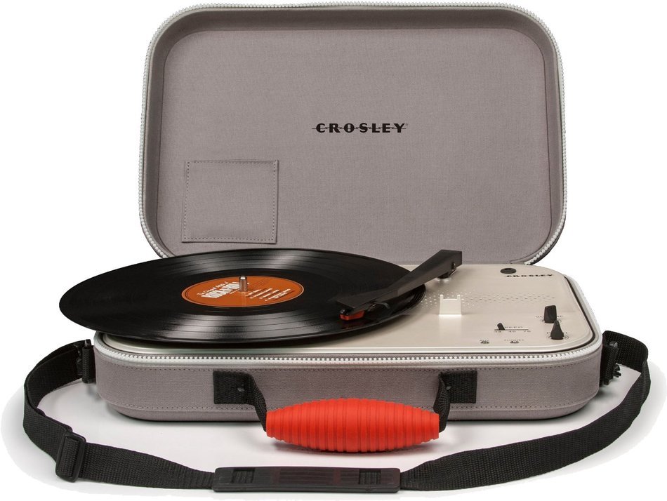 Crosley CR8016A-GY Messenger Portable Battery Powered 3-Speed Turntable, Gray N2